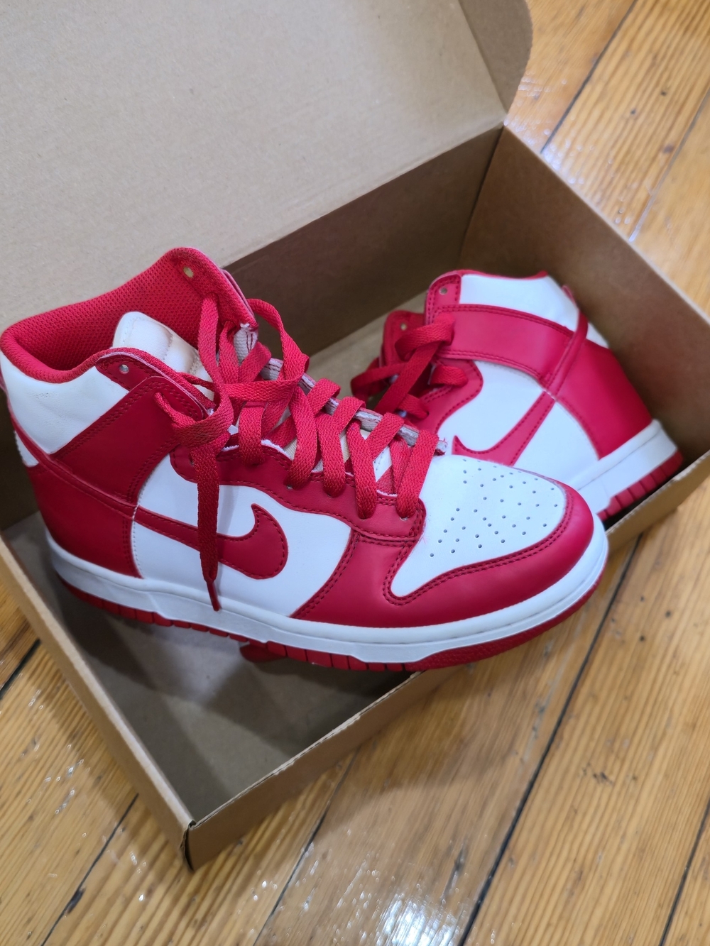 Nike Red and White High-Top Kids Sneakers